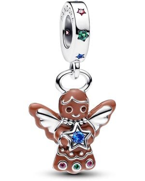 PANDORA Colgante de ángel de jengibre de plata de ley con circonitas y cristal - Blanco