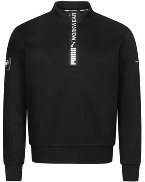 PUMA Sweatshirt Pullover mit Reißverschluss - Utility Fach an der Schulter - Robustes und atmungsaktives Gewebe - Für Handwerk - Schwarz