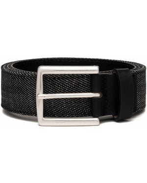 Replay Men's Belt Made Of Raw Denim - Black