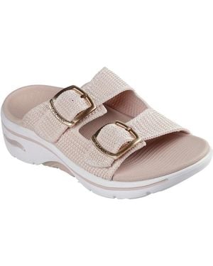 Skechers Go Walk Arch Fit 2.0 Destined Textile Women's Blush Sandals - Uk 4 - Grey