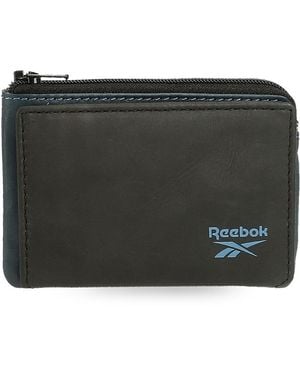 Reebok Division Monedero con Tarjetero Negro 11x7x1,5 cms Piel