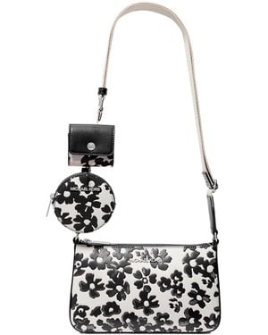 Michael Kors Jet Set Small Sequined Floral Print Crossbody Bag with Case Black Floral - Weiß