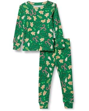 Amazon Essentials Conjuntos de Pijama Ceñidos de Algodón Niño - Verde