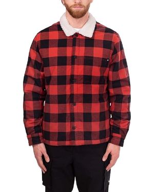 Timberland Tfo Buffalo Plaid Sherpa Lined Overshirt Yd T-shirt - Red
