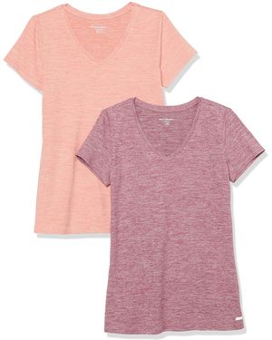 Amazon Essentials Tech Stretch T-shirt Met Korte Mouwen En V-hals - Roze