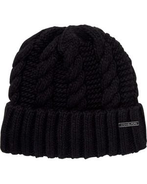 Michael Kors Michael `s Cable Knit Teddy Fleece Winter Beanie Hat - Black