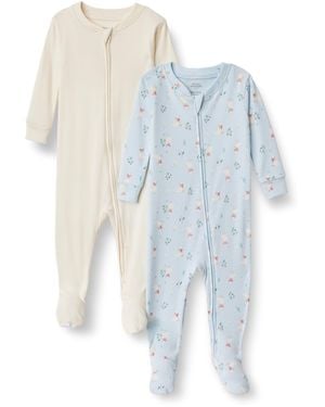 Amazon Essentials X Sofia Grainge Pijama Ceñido de Algodón con Pies Bebés - Azul
