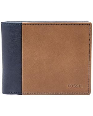 Fossil Geldbörse Ward Bifold Braun Blau ML3919-400 Portemonnaies Leder