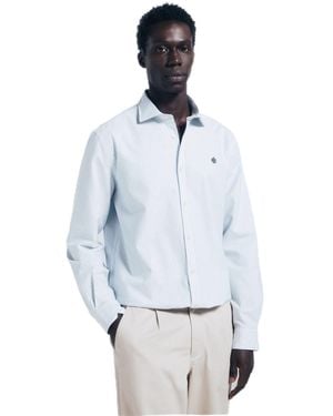 Springfield Oxford New Light Gestreept Met Boomborduurwerk - Wit