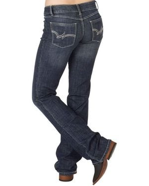 Wrangler Jeans Elasticizzati a Vita Media con Taglio a Stivale - Blu
