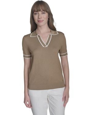 Tommy Hilfiger Short Sleeve Johnny Collar Polo Jumper - Brown