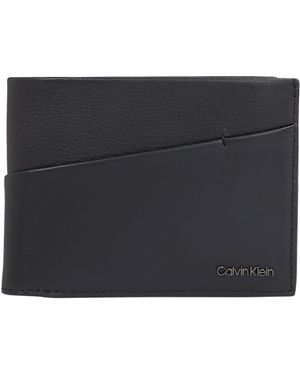 Calvin Klein Diagonal Trifold 10cc W/Coin Geldbörsen - Schwarz