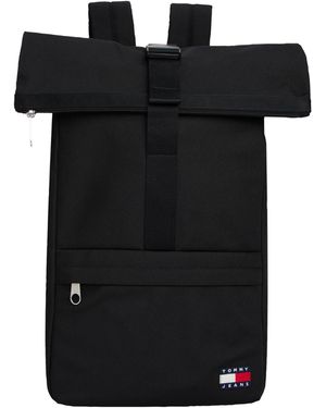 Tommy Hilfiger Essential Rolltop-Rucksack Mit Logo - Schwarz