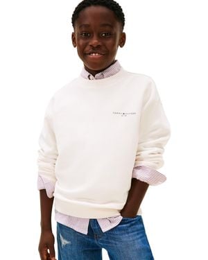 Tommy Hilfiger Mini Corp C-Neck Sweatshirt Ks0ks00665 Sudadera sin Botones - Blanco