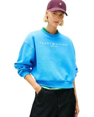 Tommy Hilfiger Corp Logo Mdrn Swtsrt Ww0ww47831 Pullover Sweatshirt - Blue