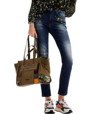 Desigual Pantaloni Lunghi da Donna in Denim Jeans - Blu