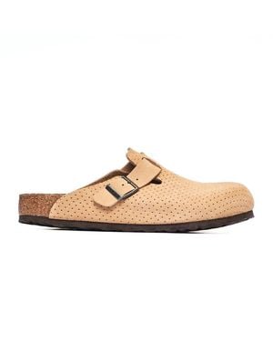 Birkenstock Erwachsene Clogs Boston Veloursleder normal Beige 41 - Natur