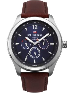 Ben Sherman Stainless Steel Quartz Patent Leather Strap, Silver, 21 Casual Watch (model: Wbs112ut - Blue