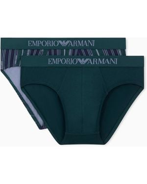Emporio Armani Lot de 2 Slips Classiques pour - Bleu