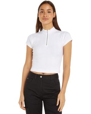 Calvin Klein Jeans Variegated Rib Half Zip Top Other Tops - Bianco