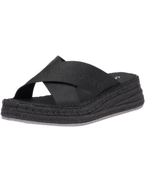 Calvin Klein Sporty Wedge Rope Sandal Mr Yw0yw01364 - Black