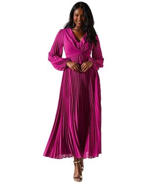 Coast Pleated Wrap Front Dress - Purple