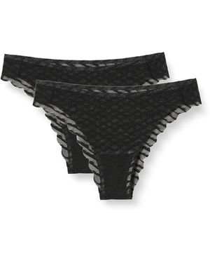 Sloggi Donna Zero Lacy H Tiny Tanga 2P - Nero