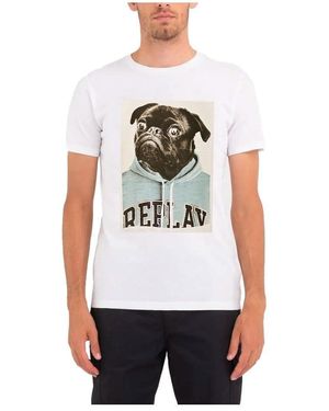 Replay T-shirt da uomo in cotone a maniche corte - Bianco