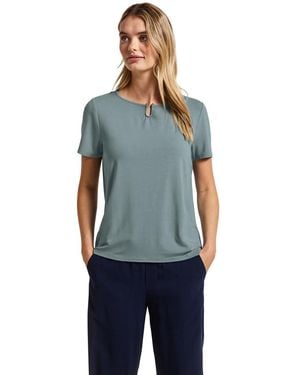 Street One 3227279 Jersey-Shirt mit Cut-Out - Blau