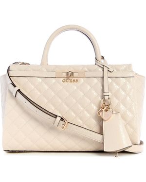 Guess Handtas Schoudertas Idra Girlfriend Satchel Stone Crème - Naturel