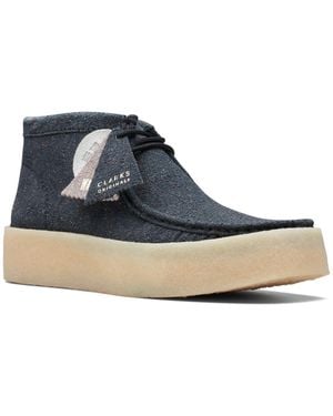 Clarks Wallabee Cup Boot Black Eco Leather - Blue
