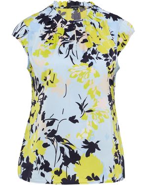 Comma, Gemusterte Satin-Bluse mit Raffung hellblau 40