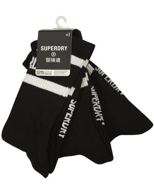 Lot De 3 Paires Chaussettes Homme Superdry - Coton Côtelé, Inscription Dessous, Coutures Contrastées