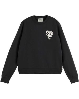 Scotch & Soda Chest Artwork Regular Fit Sweatshirt - Schwarz
