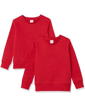 Amazon Essentials Sudaderas de Forro Polar con Cuello Redondo Niña - Rojo