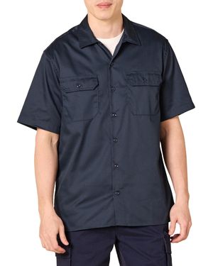 Amazon Essentials Camisa de Trabajo de ga Corta Resistente a Las chas y Arrugas Hombre - Azul