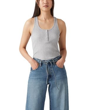 Levi's Vacationer Ribbed Tank Top Starstruck Heather Grey Grey L - Blue