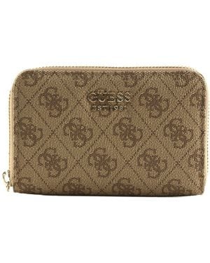 Guess Brenton SLG Medium Zip Around Wallet M Latte Logo - Metallizzato