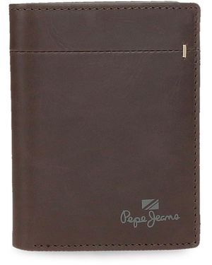 Pepe Jeans Staple Portafoglio Verticale con Portafoglio Marrone 8,5x10,5x1 cm Pelle