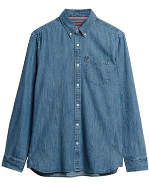 Superdry Essential Long Sleeve Denim Shirt - Blue