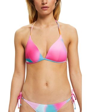 Esprit Wattierter Triangel-Bikini in Batikoptik - Pink