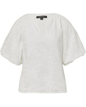 Comma, Bluse mit All-Over-Stickerei und Ballonärmeln weiß 42