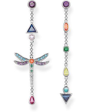 Thomas Sabo Boucles d'oreilles libellule Argent Sterling 925, Noirci - Blanc