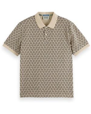 Scotch & Soda Regular Fit Mini All Over Print Polo Shirt - Grey