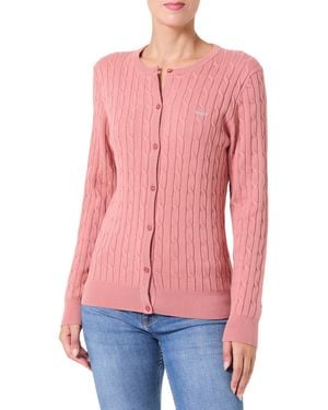 GANT Stretch Cotton Cable Cardigan Strickjacke - Rot
