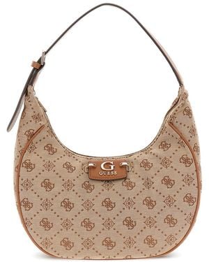 Guess Neda Hobo Shoulder Bag Latte Logo - Weiß