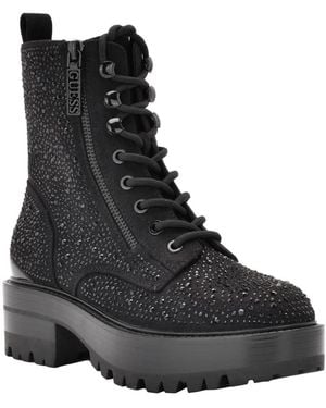 Guess Boots Guess Womens Ferina Faux Leather Lug Sole Combat