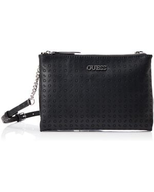 Guess Factory Tidewood Logo Double Zip Mini Crossbody - Black