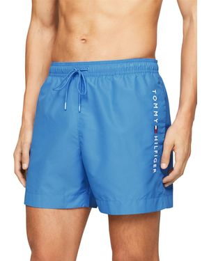 Tommy Hilfiger Original Medium Lange Zwemshort Met Trekkoord - Blauw