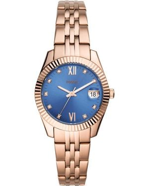 Fossil ES4901 Scarlette Mini Uhr uhr Edelstahl 5 bar Analog Datum Rose - Blau